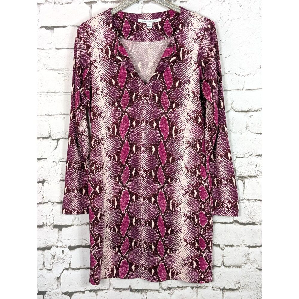 DIANE von FURSTENBERG Reina 100% Stretch Silk Dress Python Print Designer Sz 14